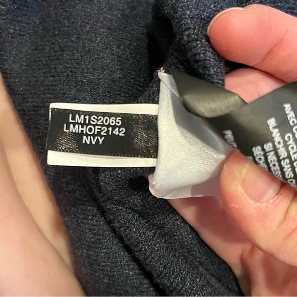 Karl Lagerfeld Paris Navy Blue Zip Sleeve Pullover Sweater Hoodie Size Small - Picture 10 of 10